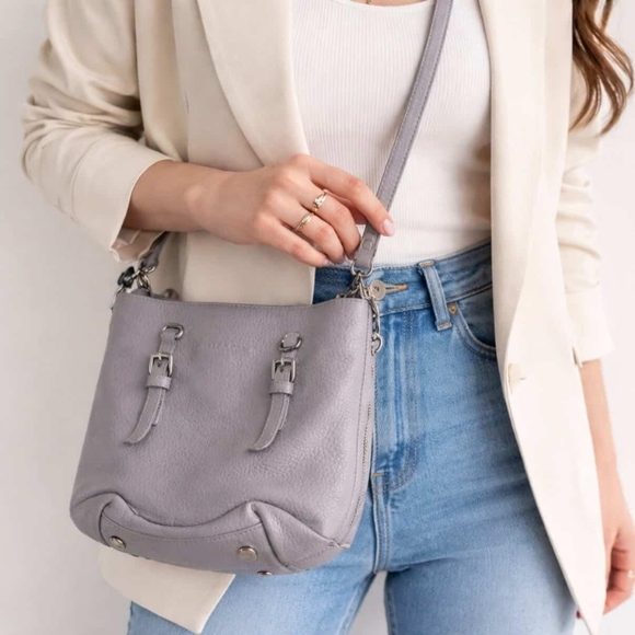 RUDSAK Handbags - Rudsak ($445) Pamela Grey Pebble Leather Crossbody